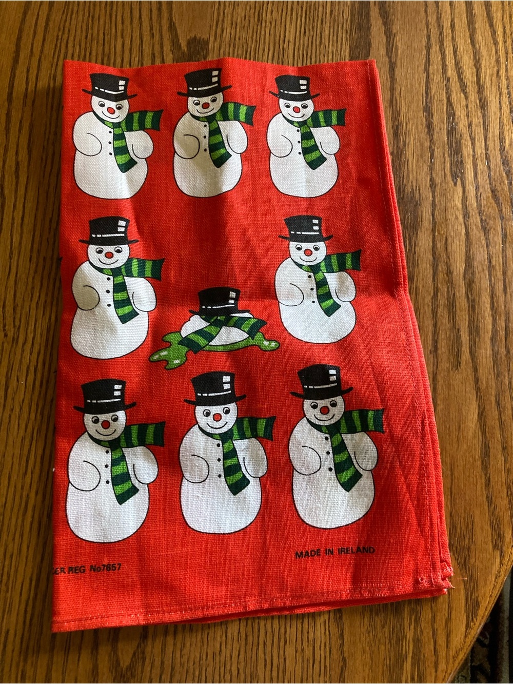 Festive Red Snowman Kitchen Towel - Holiday Linen